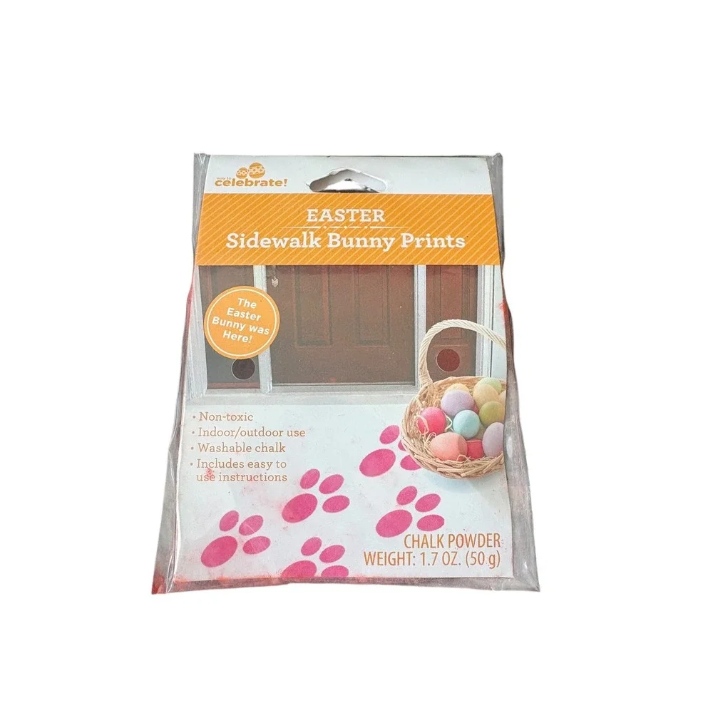 Way to Celebrate Easter Sidewalk Bunny Prints Pink Chalk Stencil Kit